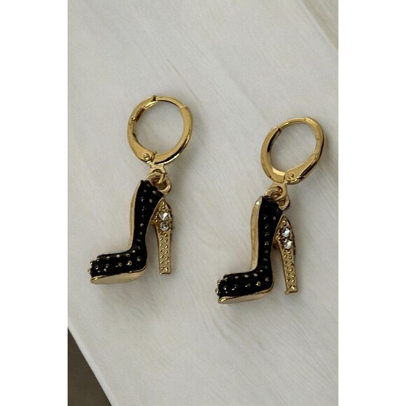 Vintage Style Women's High Heels Enamel Rhinestone Earrings Ear Accessories HOOK - Picture 1 of 6